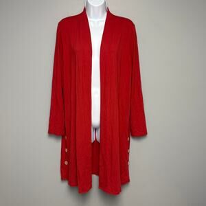 J. Jill‎ Wearever Collection Red Preppy Academia Open Front Cardigan Womens Sz M